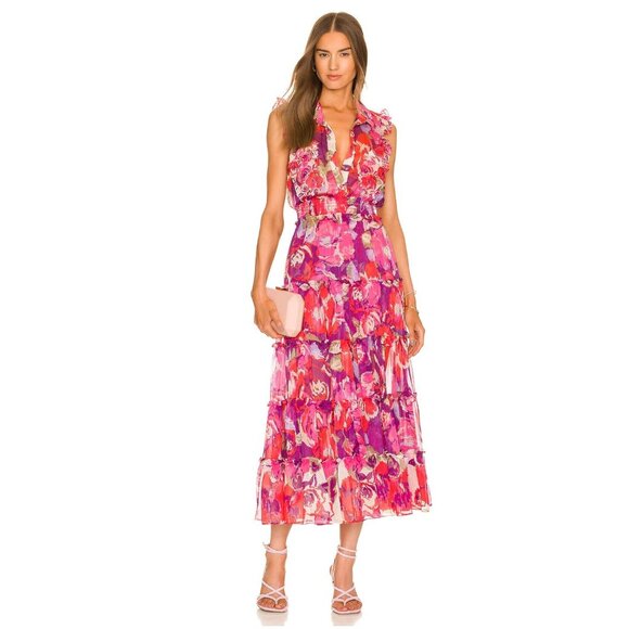 Revolve Misa Los Angeles Trina Floral Chiffon Dress - S - Picture 8 of 8